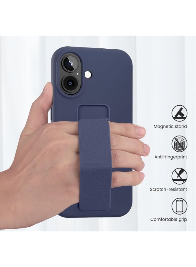 iPhone 17 Silicone Kickstand Case Compatible with iPhone 17, Vertical and Horizontal Stand Hand Strap Metal Kickstand Cover, Flexible Soft Liquid Silicone Stand Case for iPhone 17 - Image 3